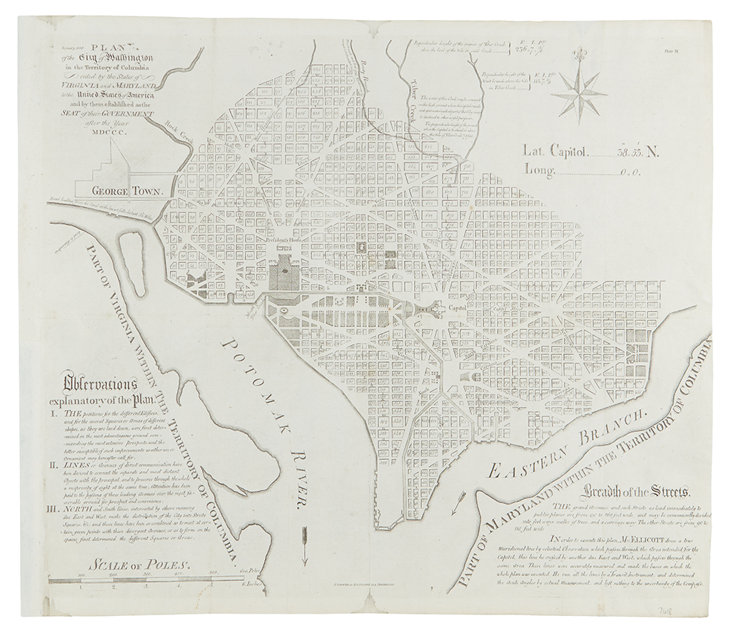 (WASHINGTON, D.C.) Plan of the City of Washington in the Territory of Columbia, Ceded by the States of Virginia and Maryland